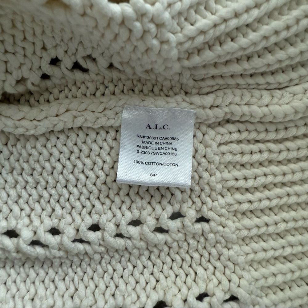A.L.C | Drew Open Stitch Cotton Cardigan in Ecru | Small - Picture 4 of 6